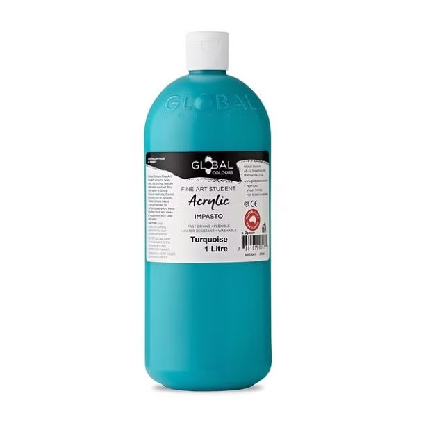 Global Acrylic Fine Artist Paint 1Litre Educational Art Supplies